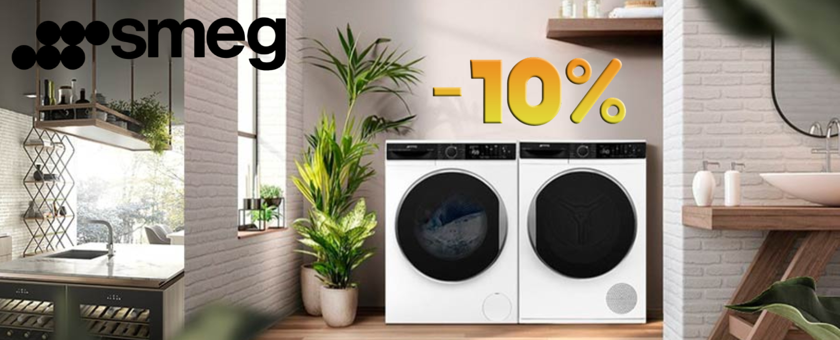 Акция SMEG «Скидка 10% на стиральную, сушильную или стирально-сушильную машину»