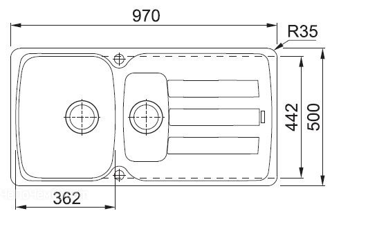 Кухонная мойка Franke AZG651стоп-,серый камень (114.0604.518)