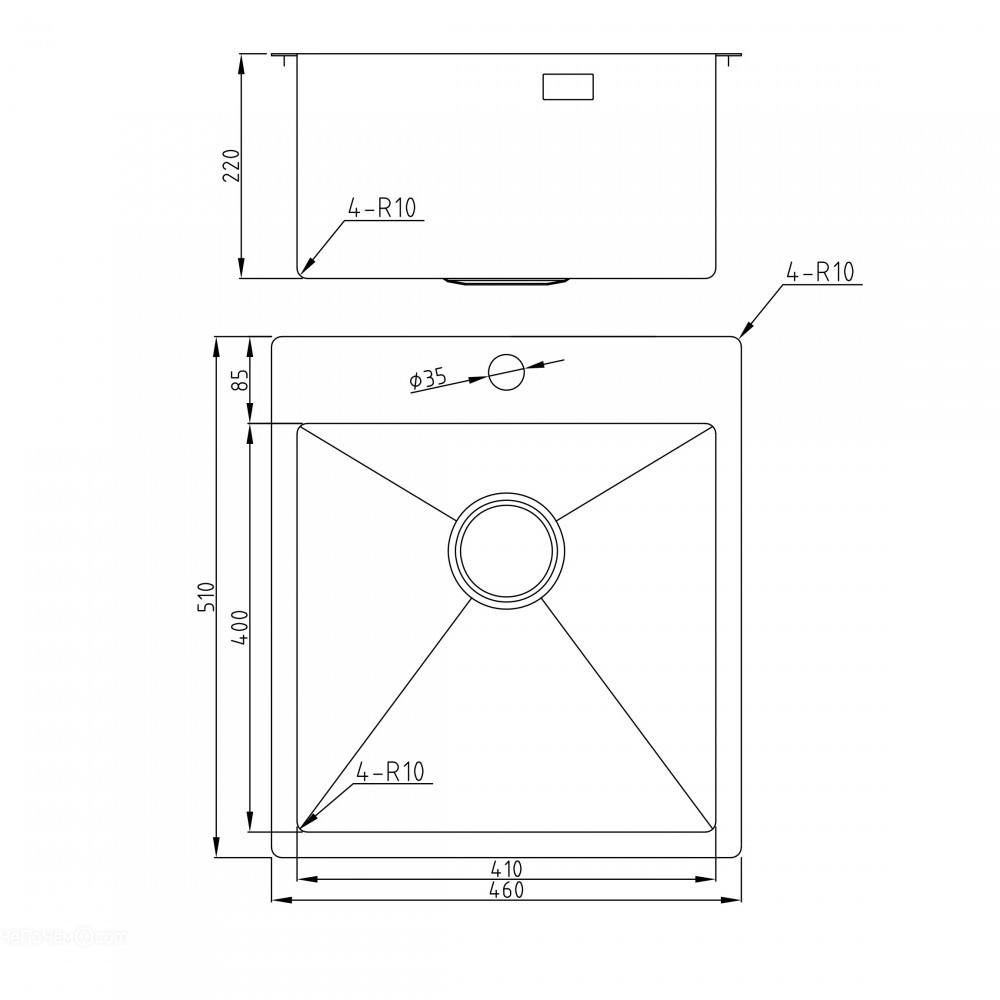 Кухонная мойка MILACIO Denia 46 Steel MC.77478 золото