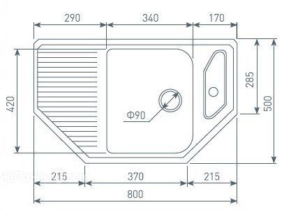 Кухонная мойка ZIGMUND SHTAIN ECKIG 800 топленое молоко