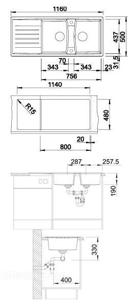 Кухонная мойка Blanco Lexa 8 S мускат гранит 521877
