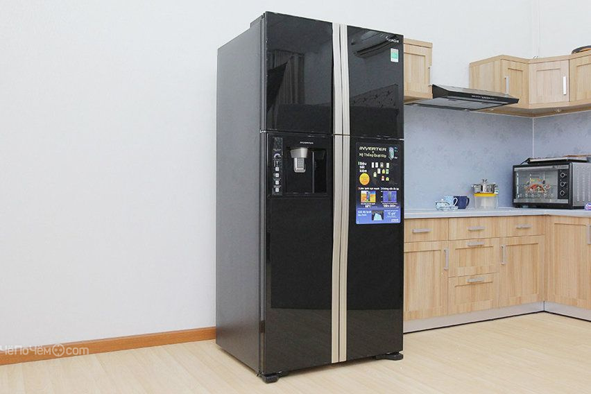 Холодильник HITACHI r-w662 pu3 gbk черный