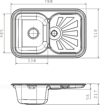 Кухонная мойка FLORENTINA крит 780 жасмин