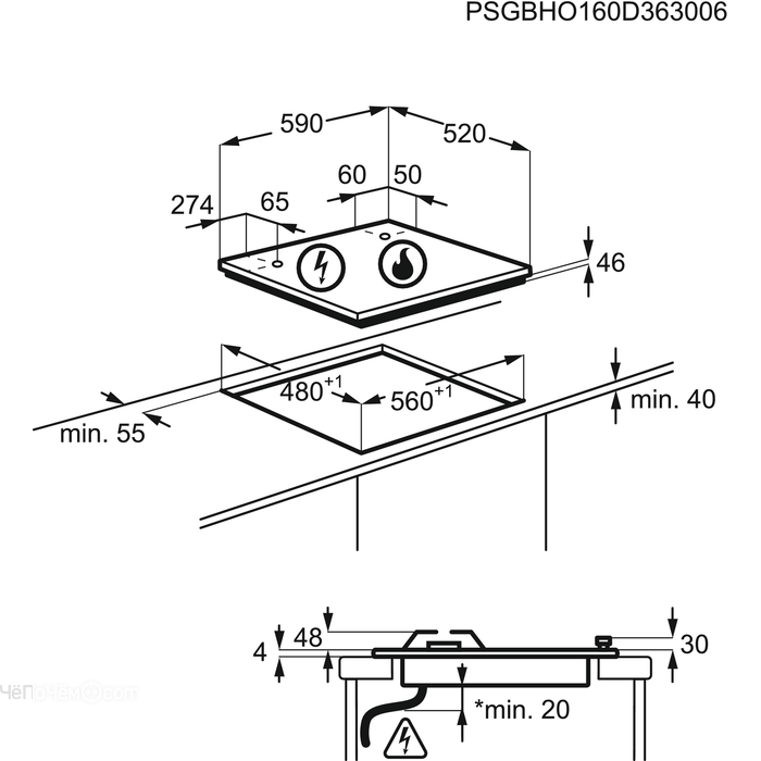 Варочная панель ELECTROLUX GPE 363 RCV